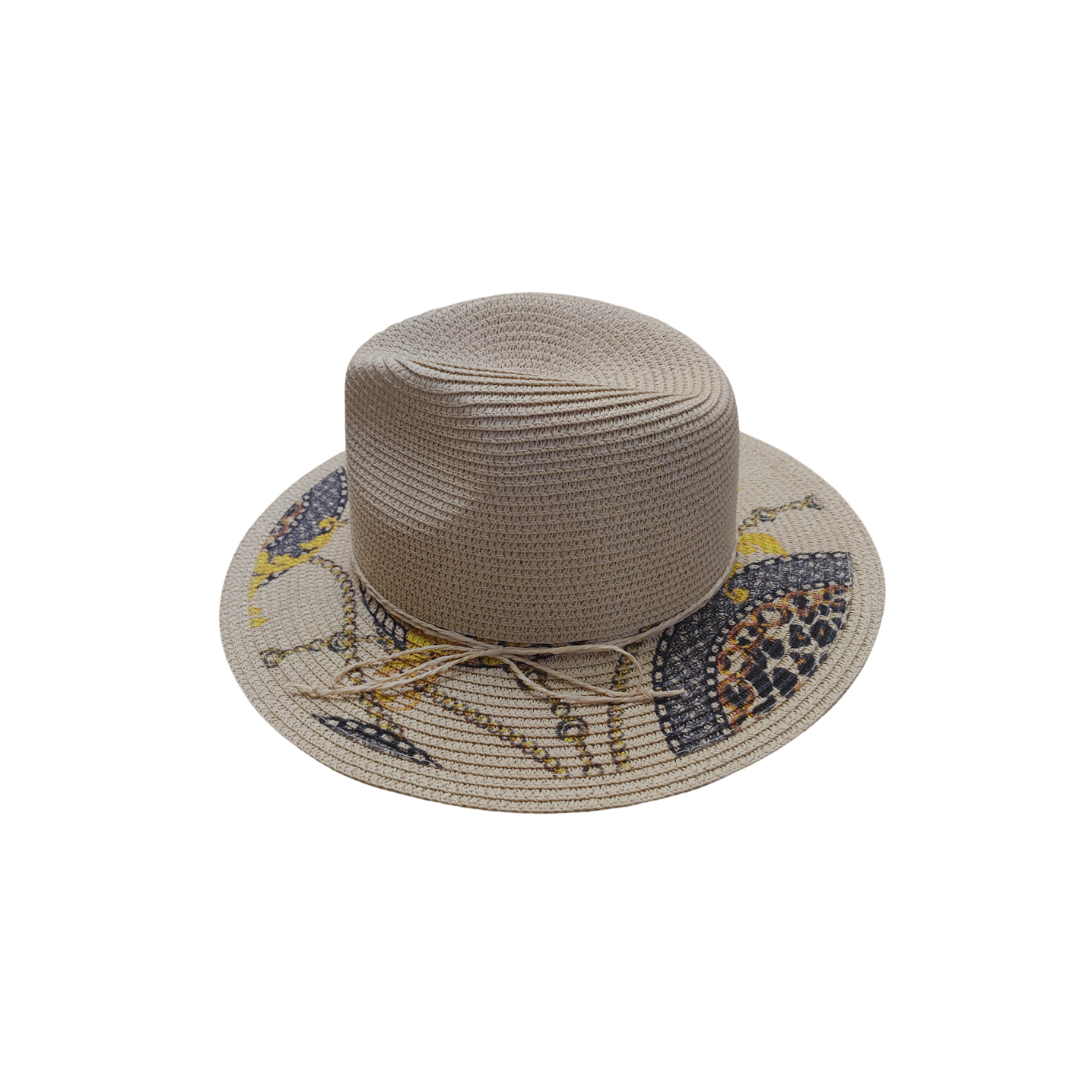 IGO2508456 Chain Print Straw Fedora Hat