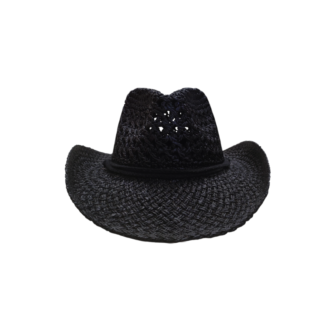 IGO2508458 Black Openwork Straw Fedora Hat