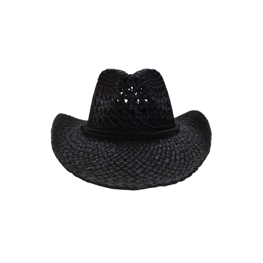 IGO2508458 Black Openwork Straw Fedora Hat