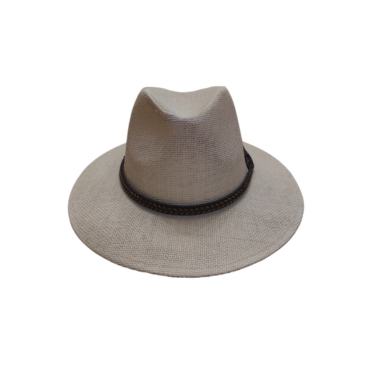 IGO2508462 Woven Leather Decorated Straw Fedora Hat