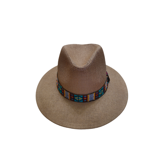 IGO2508463 Colorful Tribal Band Straw Fedora Hat