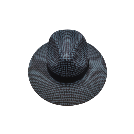 IGO2508473 Blue - Black Houndstooth Fedora Hat