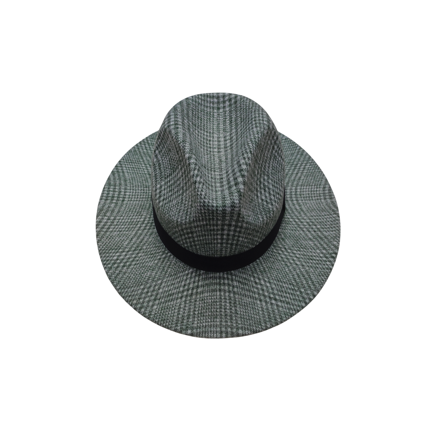 IGO2508474 Green - White Checkered Fedora Hat