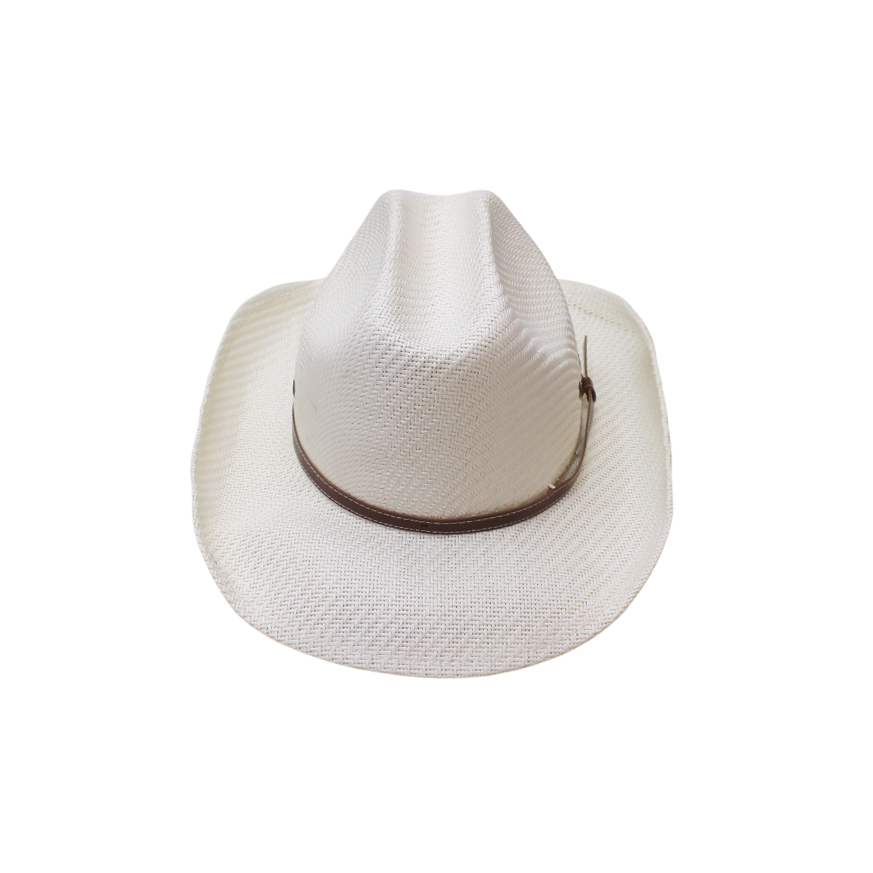 IGO2508271 Leather - Strapped Western Woven Straw Fedora