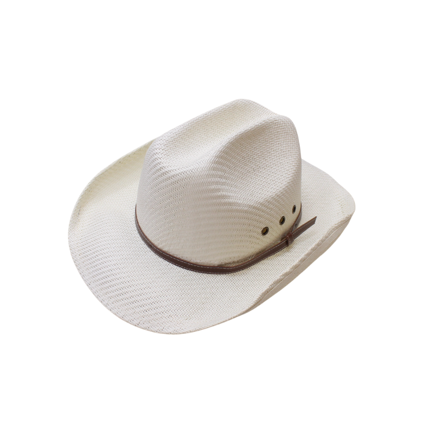 IGO2508271 Leather - Strapped Western Woven Straw Fedora