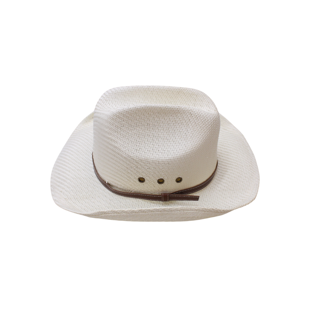 IGO2508271 Leather - Strapped Western Woven Straw Fedora