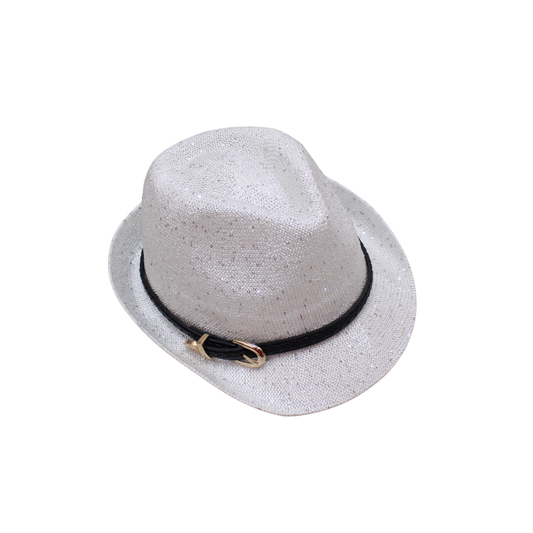 IGO2508272 Glittery Belt - Buckle Woven Trilby Hat