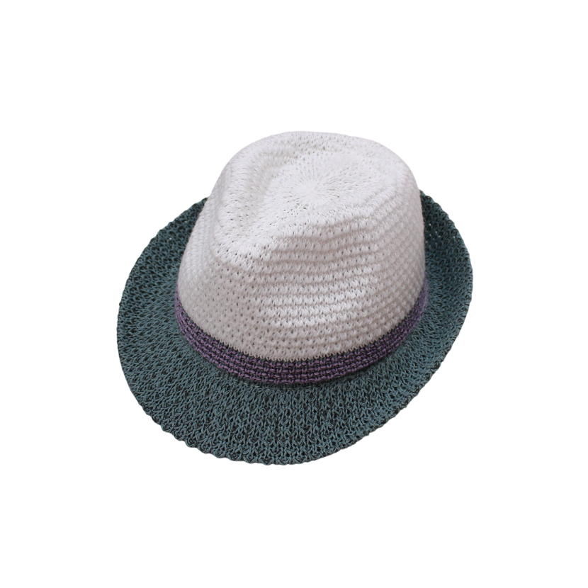 IGO2508273 Color - Block Wide - Brim Woven Trilby Hat
