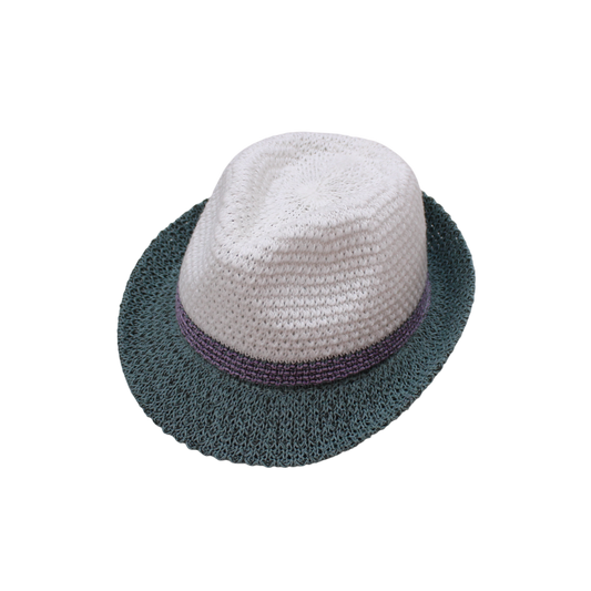 IGO2508273 Color - Block Wide - Brim Woven Trilby Hat