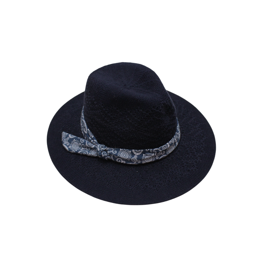 IGO2508279 Paisley Ribbon Woven Straw Fedora