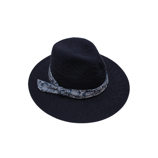 IGO2508279 Paisley Ribbon Woven Straw Fedora