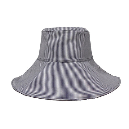 Cotton Hat | Reversible Solid & Striped Wide Brim – Taupe
