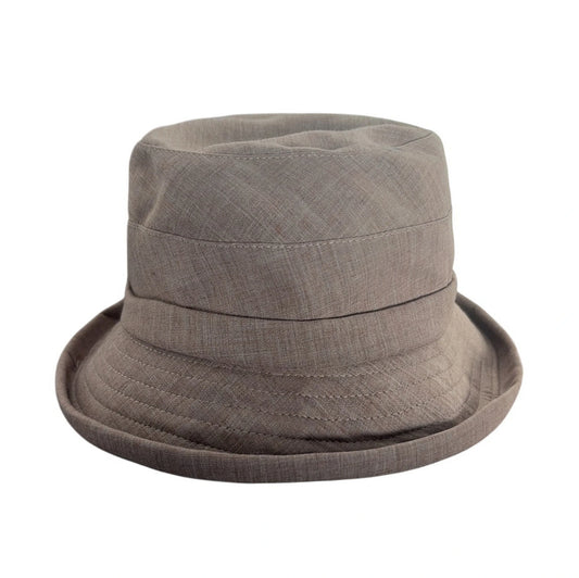 Cotton Hat | Embroidered Bucket Style – Taupe