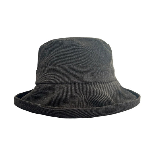 Cotton Hat | Soft Wide Brim Bucket Design – Charcoal Grey