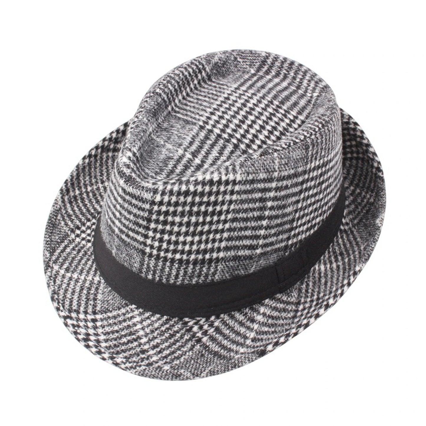 Trilby Hat | Houndstooth Pattern Smart Style – Black & White