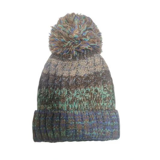 Fashion Bobble Hat | Chunky Gradient Knit Design with Pom Pom – Brown