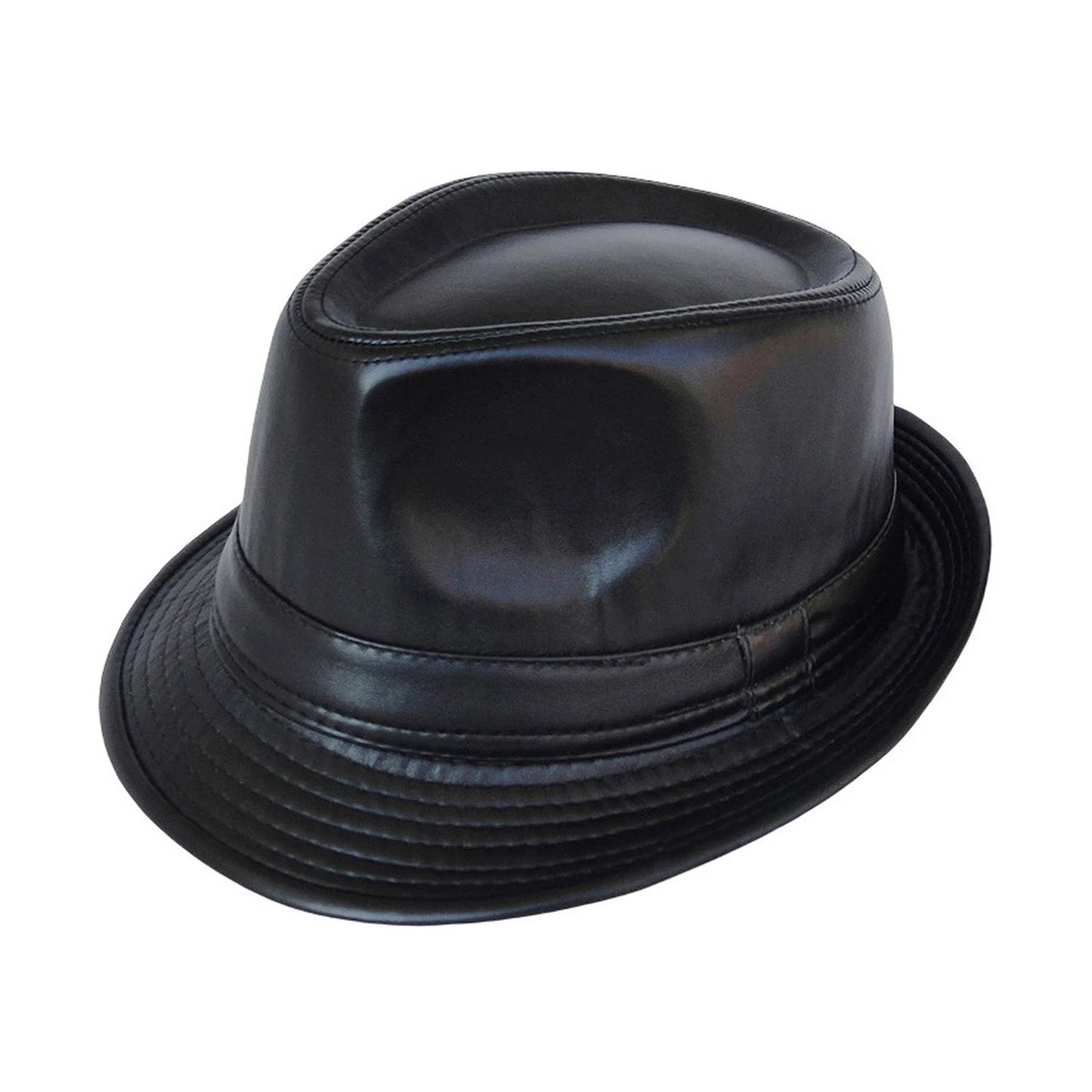Trilby Hat | Faux Leather Modern Style – Black