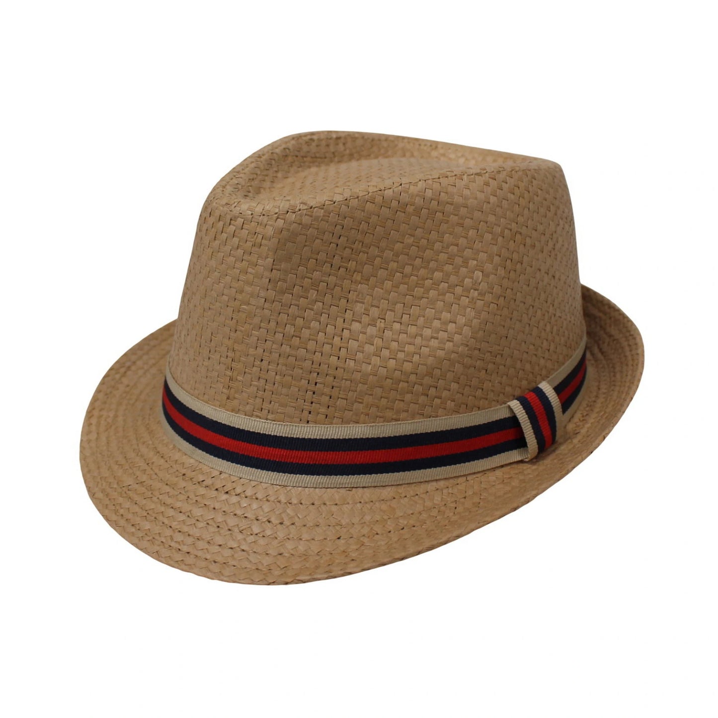 Straw Trilby Hat | Striped Band Detail – Natural