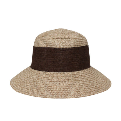 Short Brim Straw Hat | Oversized Bow Detail – Brown