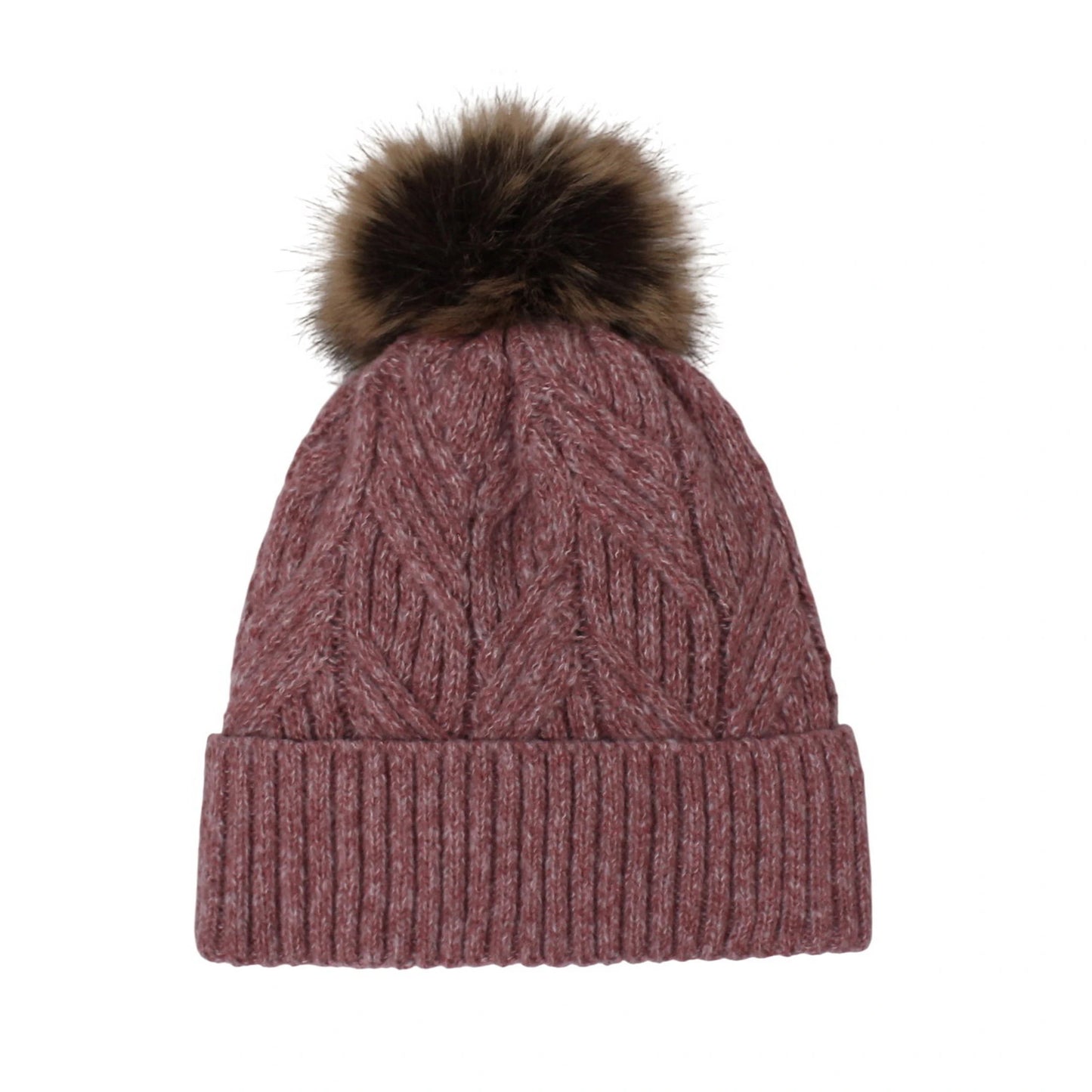 Fashion Bobble Hat | Cable Knit Design with Pom Pom – Pink