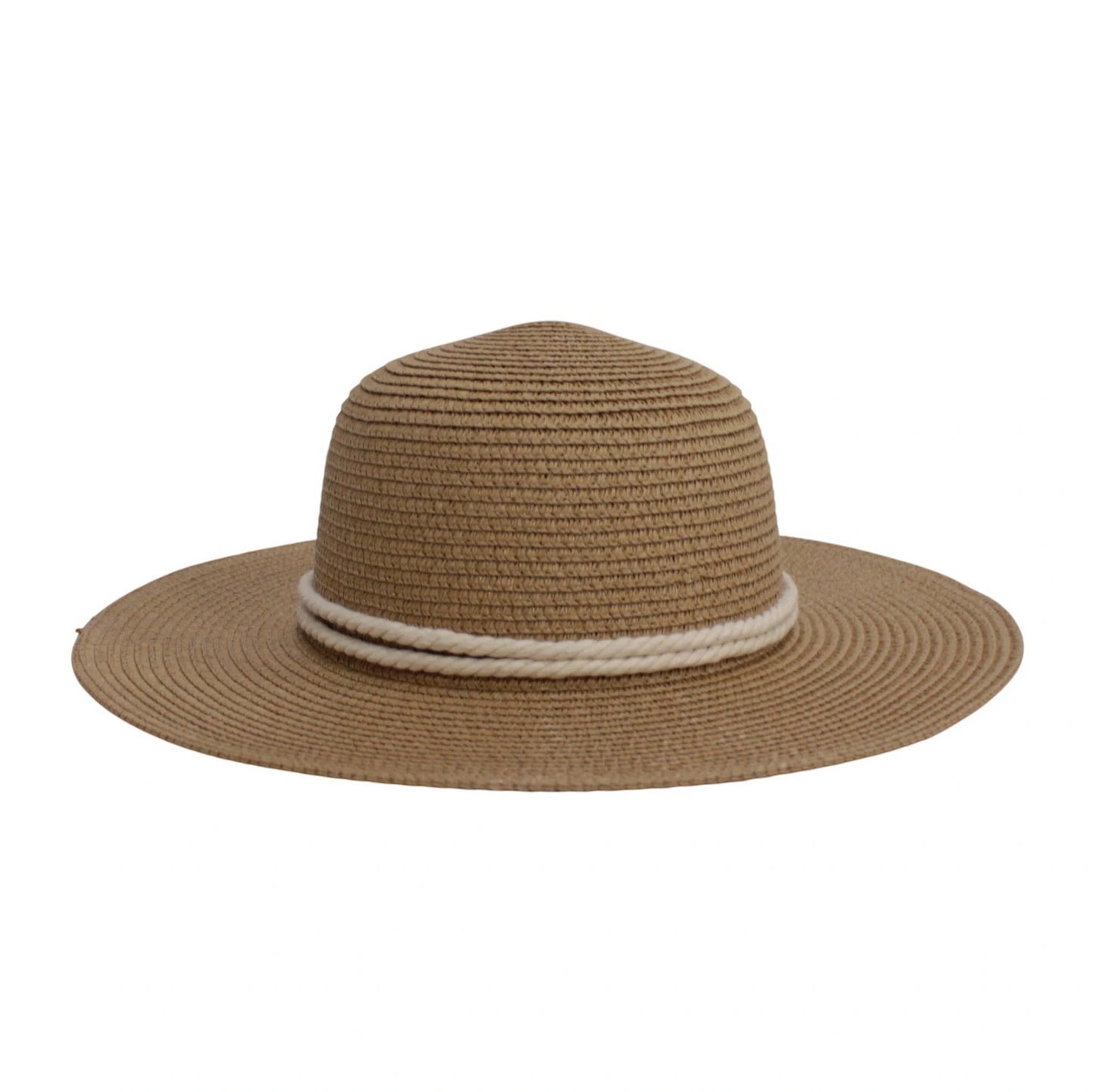 Wide Brim Straw Hat | Rope Knot Band Detail – Brown