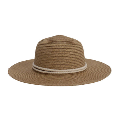 Wide Brim Straw Hat | Rope Knot Band Detail – Brown