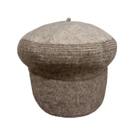 Fashion Hat | Textured Wool Newsboy Cap – Oatmeal Beige