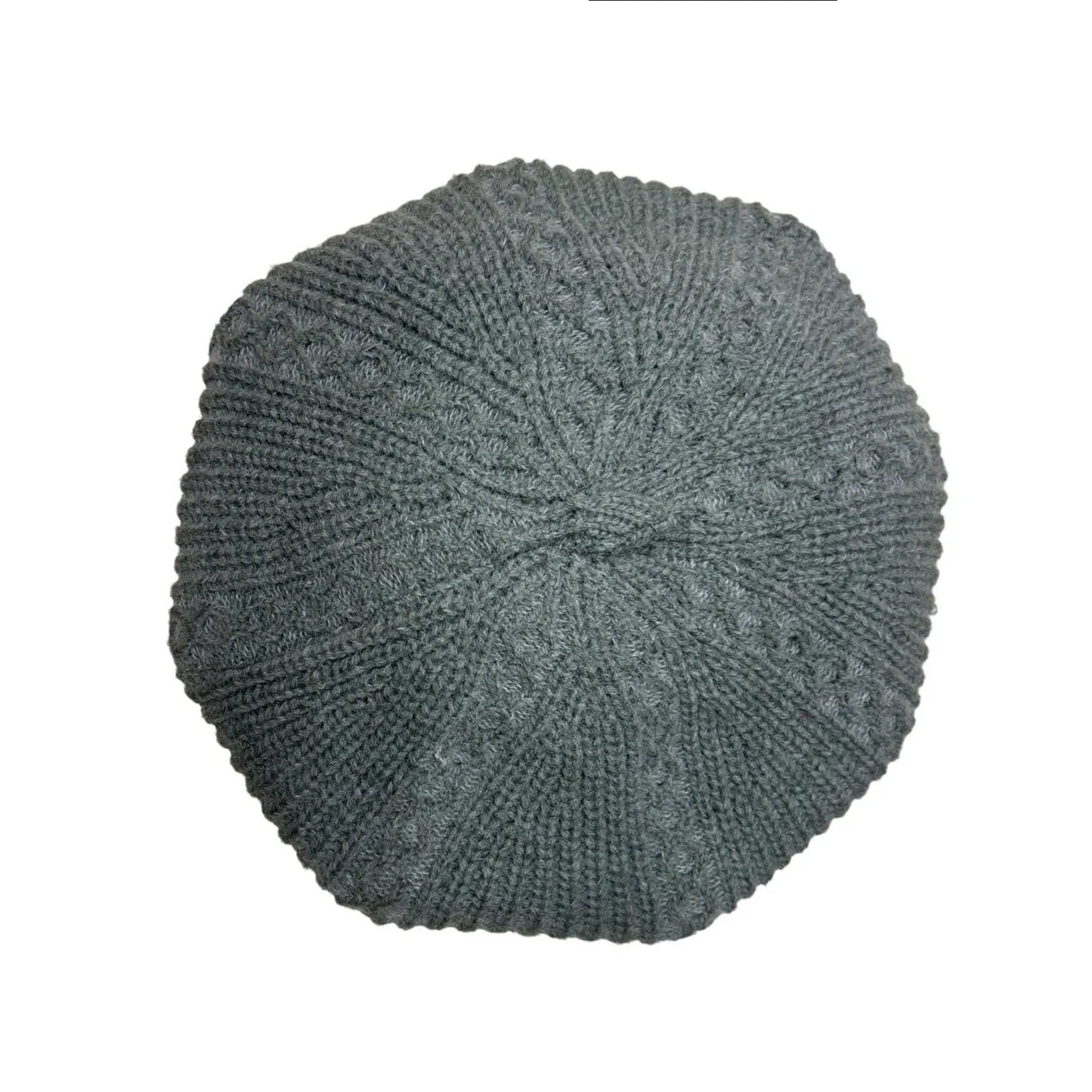 Fashion Hat | Radial Textured Knit Beret – Grey