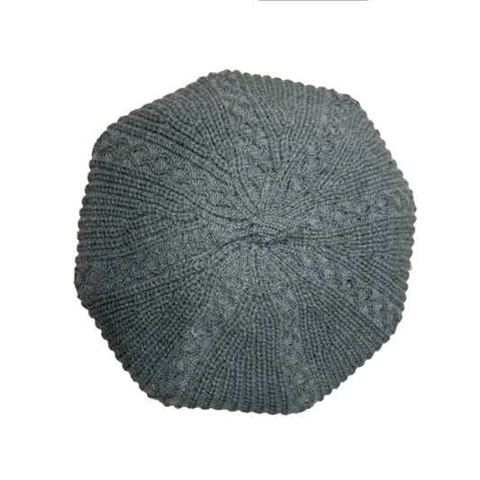 Fashion Hat | Radial Textured Knit Beret – Grey
