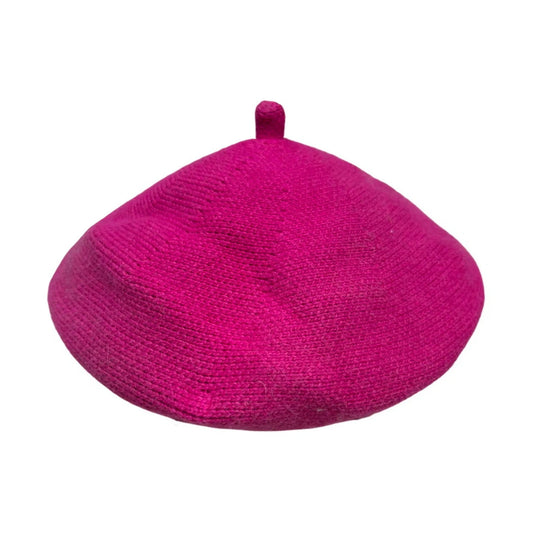 Fashion Hat | Solid Knit Beret – Hot Pink