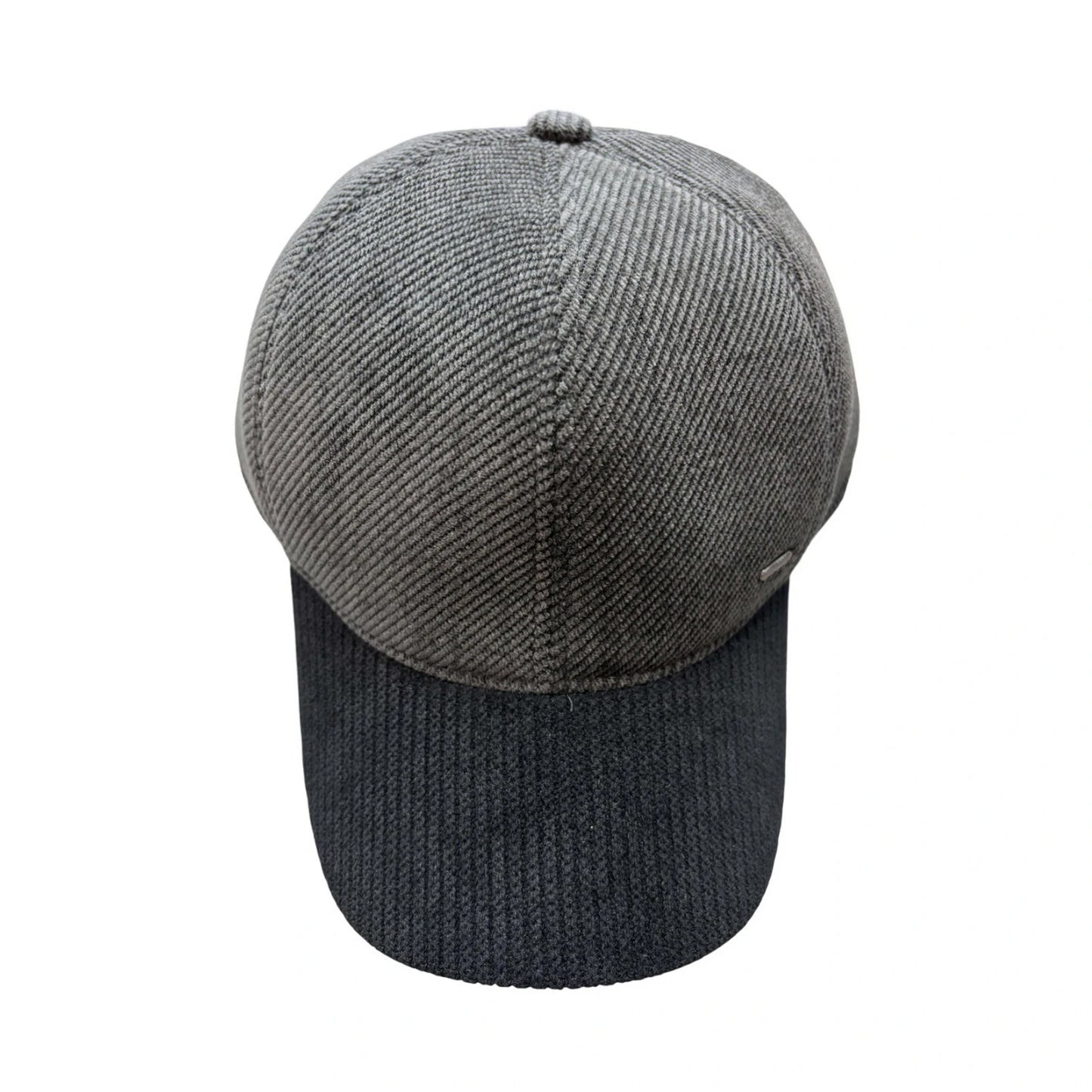 Baseball Cap | Ribbed Texture & Contrast Peak – Grey & Black