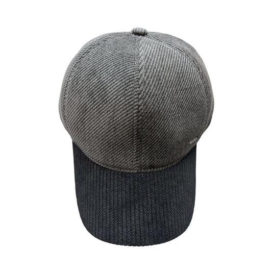 Baseball Cap | Ribbed Texture & Contrast Peak – Grey & Black