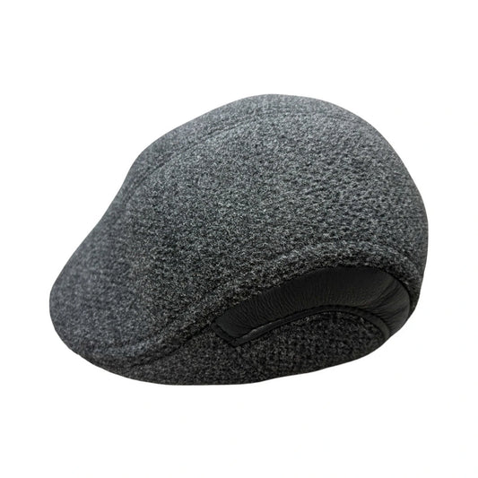 Flat Cap | Leather Accent Detail – Grey