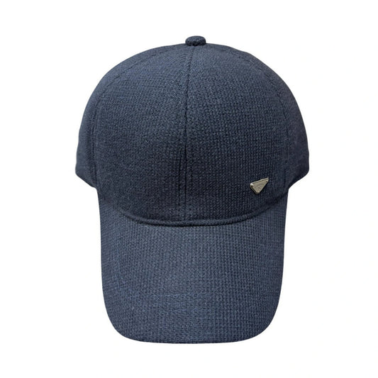 Baseball Cap | Textured Pattern & Side Metal Detail – Navy