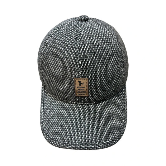 Baseball Cap | Textured Pattern & Front Patch – Grey