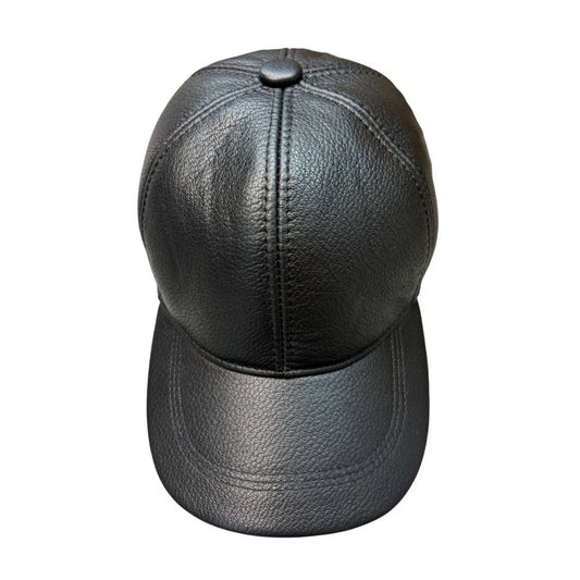 Baseball Cap | Genuine Sheepskin Leather Structured – Black