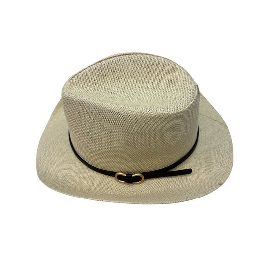Straw Cowboy Hat | Breathable Beige Straw with Leather Band – Beige
