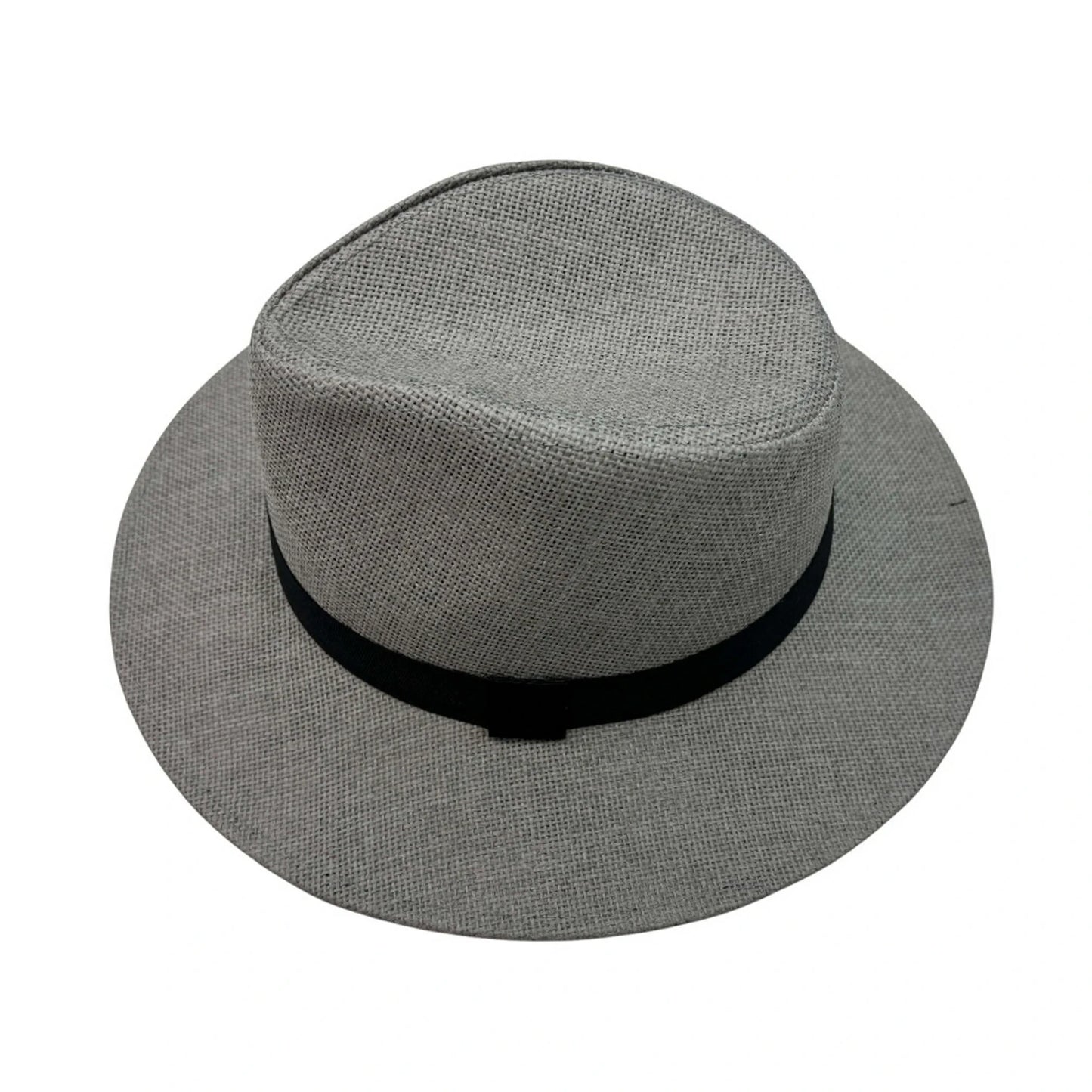 Straw Fedora Hat | Sleek Grey Finish with Black Band – Grey