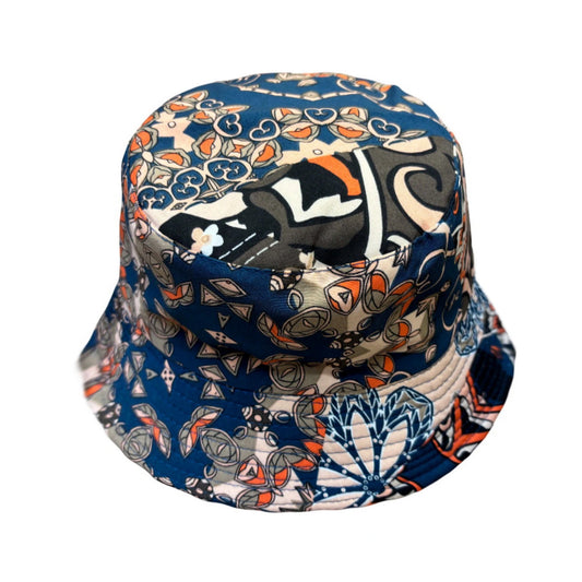 Patterned Bucket Hat | Multicolour Abstract Print – Blue