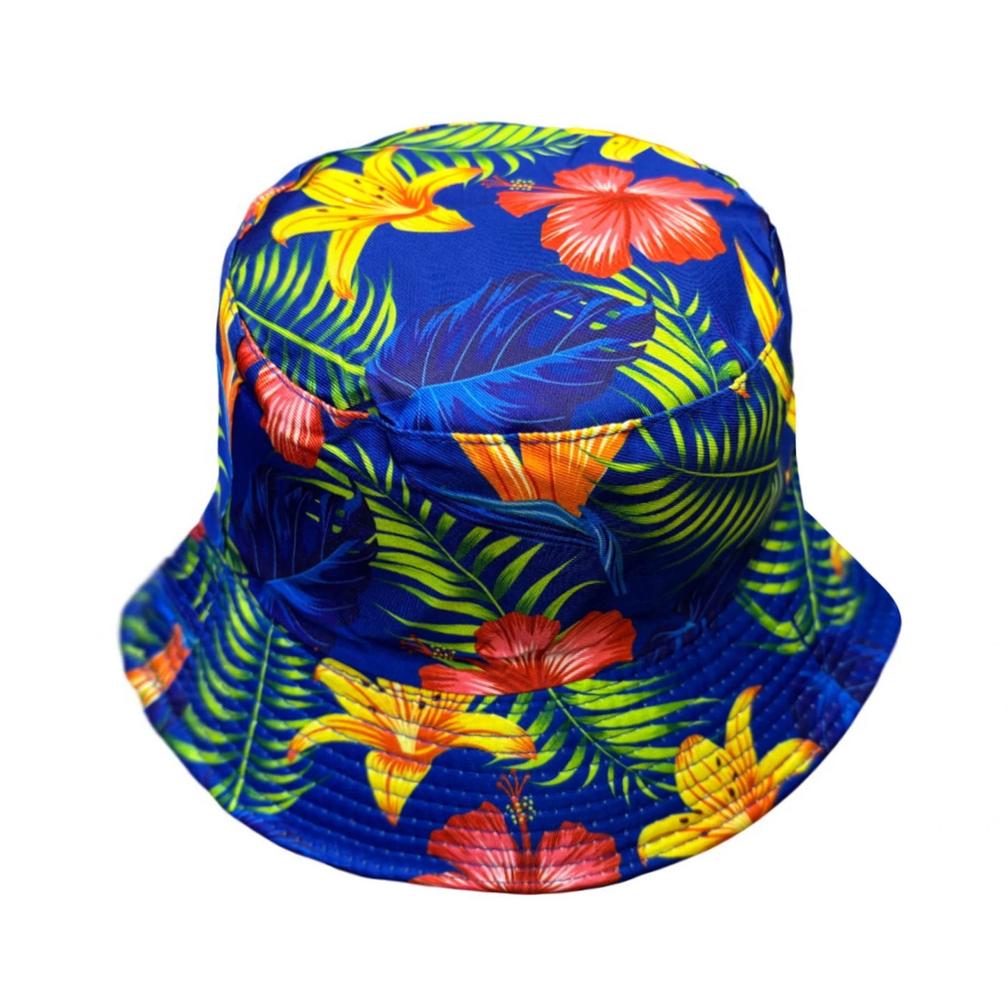 Patterned Bucket Hat | Tropical Floral Print – Blue