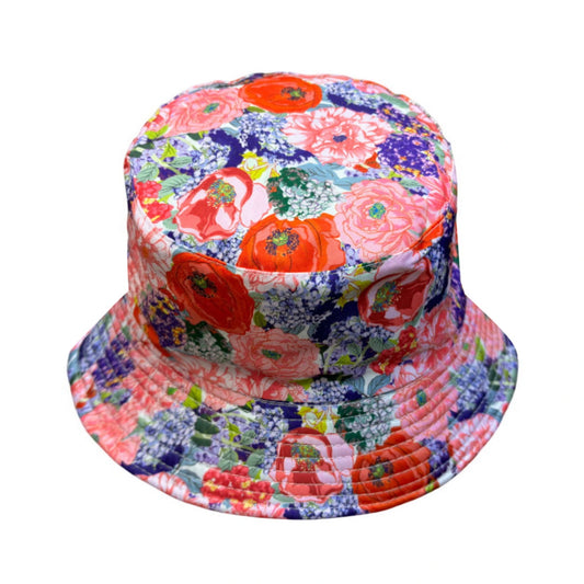 Patterned Bucket Hat | Multicolour Floral Print – Pink