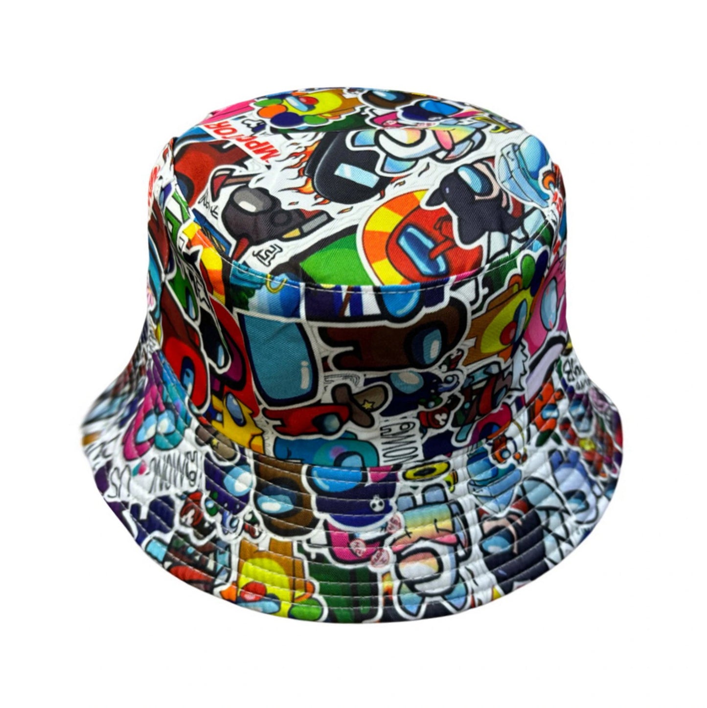 Patterned Bucket Hat | Multicolour Sticker Bomb Print – Multicolour