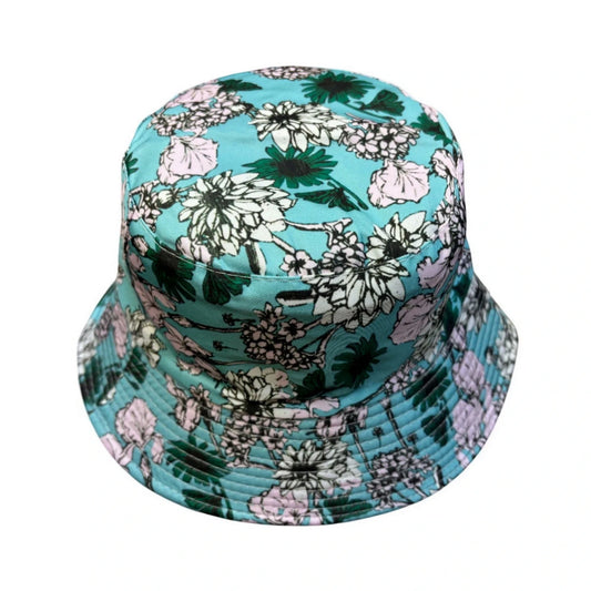 Patterned Bucket Hat | Turquoise Floral Print – Turquoise