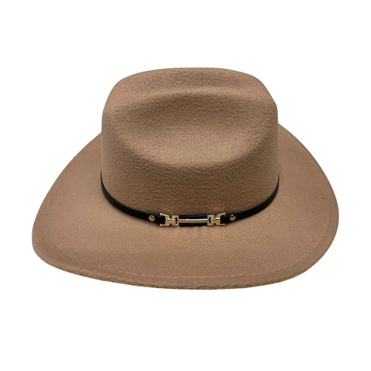 Fashion Hat | Camel Hat with Gold Horsebit Detail – Camel