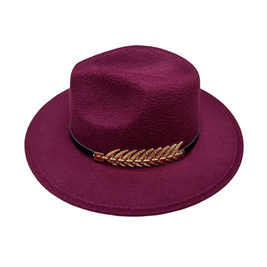 Fashion Hat | Burgundy Hat with Gold Leaf Detail – Burgundy