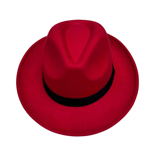 Fashion Hat | Red Hat with Black Band Detail – Red