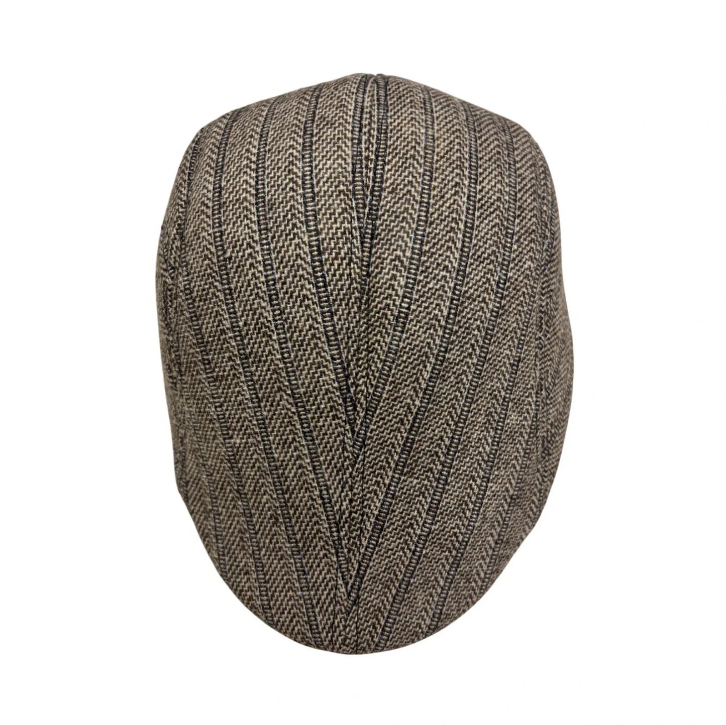 Flat Cap | Brown Striped Herringbone Flat Cap – Brown