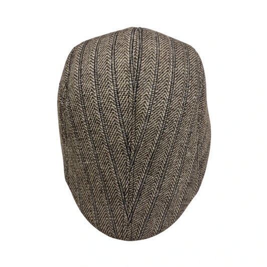 Flat Cap | Brown Striped Herringbone Flat Cap – Brown