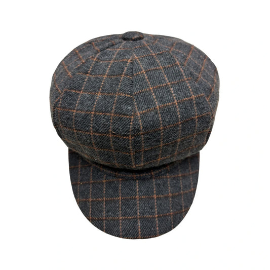 Fashion Hat | Dark Grey Plaid Newsboy Cap – Dark Grey