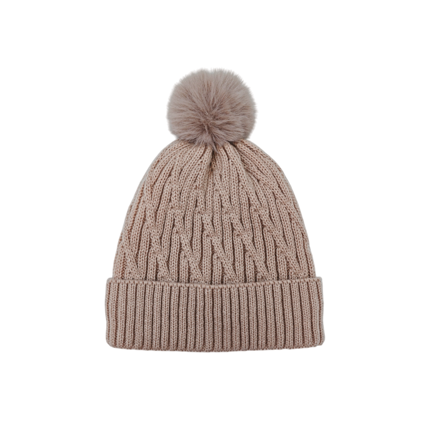 IGO2507449 Textured Pattern Basic Bobble Hat